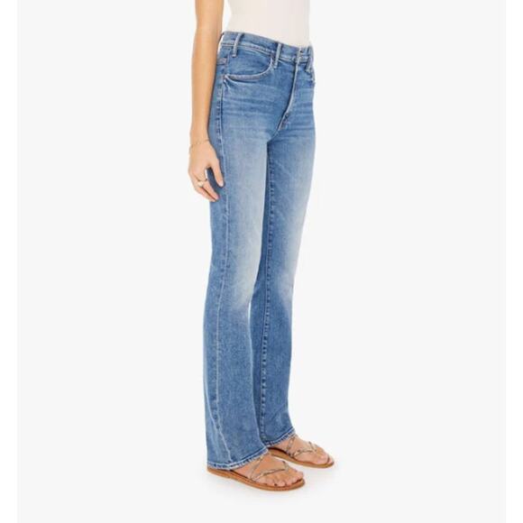 Mother Women Hustler Sneak High Rise Flare Jeans 32 Blue Denim On the Run 32 - Picture 2 of 13